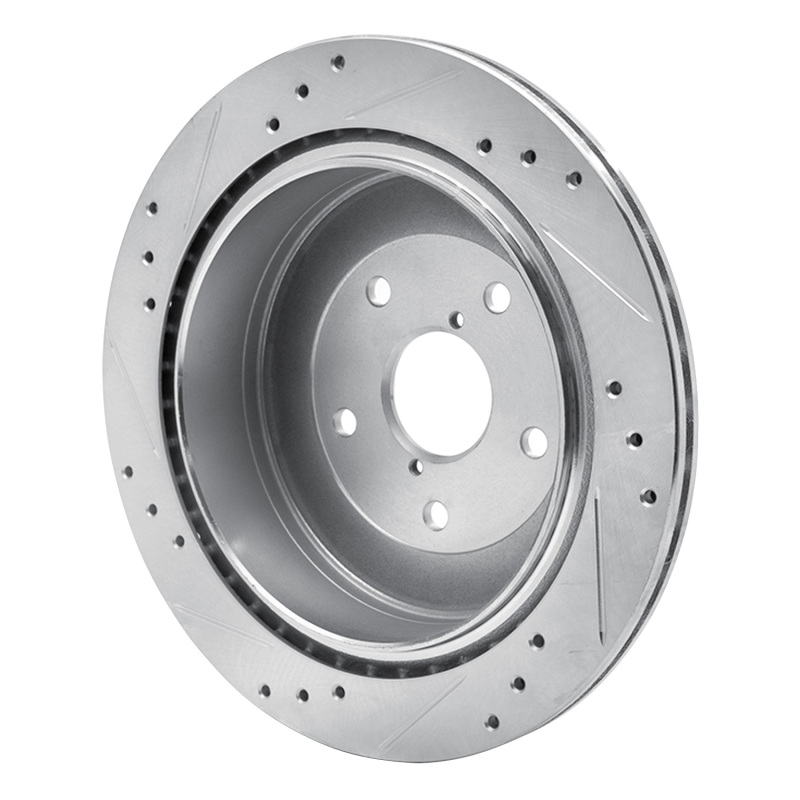 Subaru B9 Tribeca Brake Rotor (1) - Rear Right - R1 Concepts - Drilled & Slotted - Silver - `06-`14